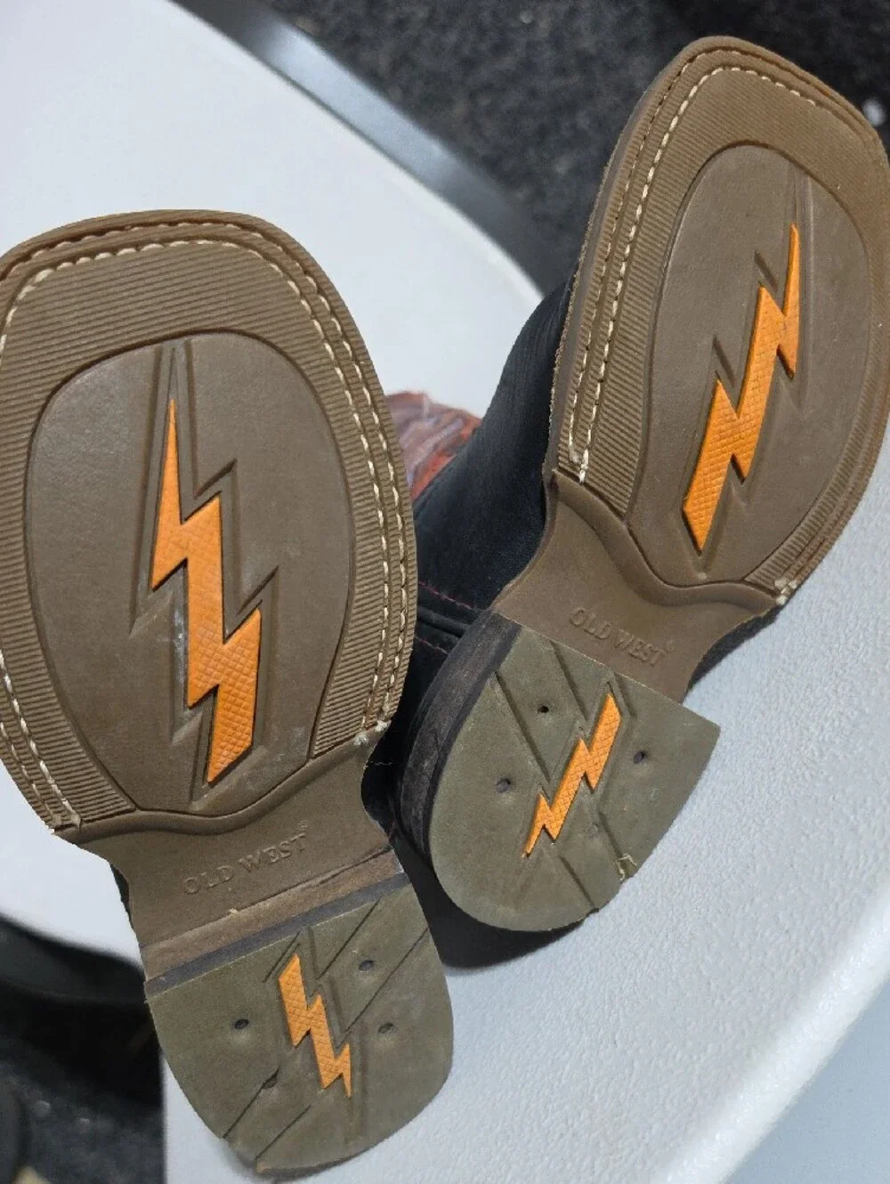 Old West Black Foot Brown Shaft Kids Cowboy Boots